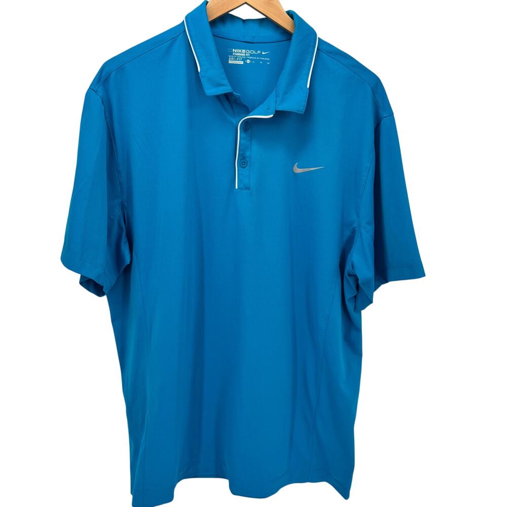 Nike Polo Shirt Mens XL Blue Dri-Fit Golf Standard Short Sleeve‎ Activewear